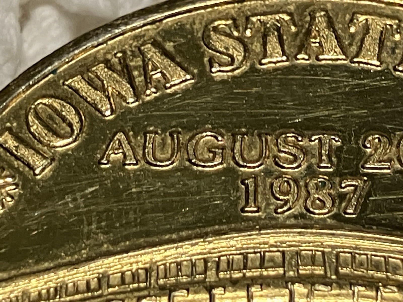 VTG 1987 Iowa State Fair 24K Gold Plated Token Coin Cultural Center Medallion