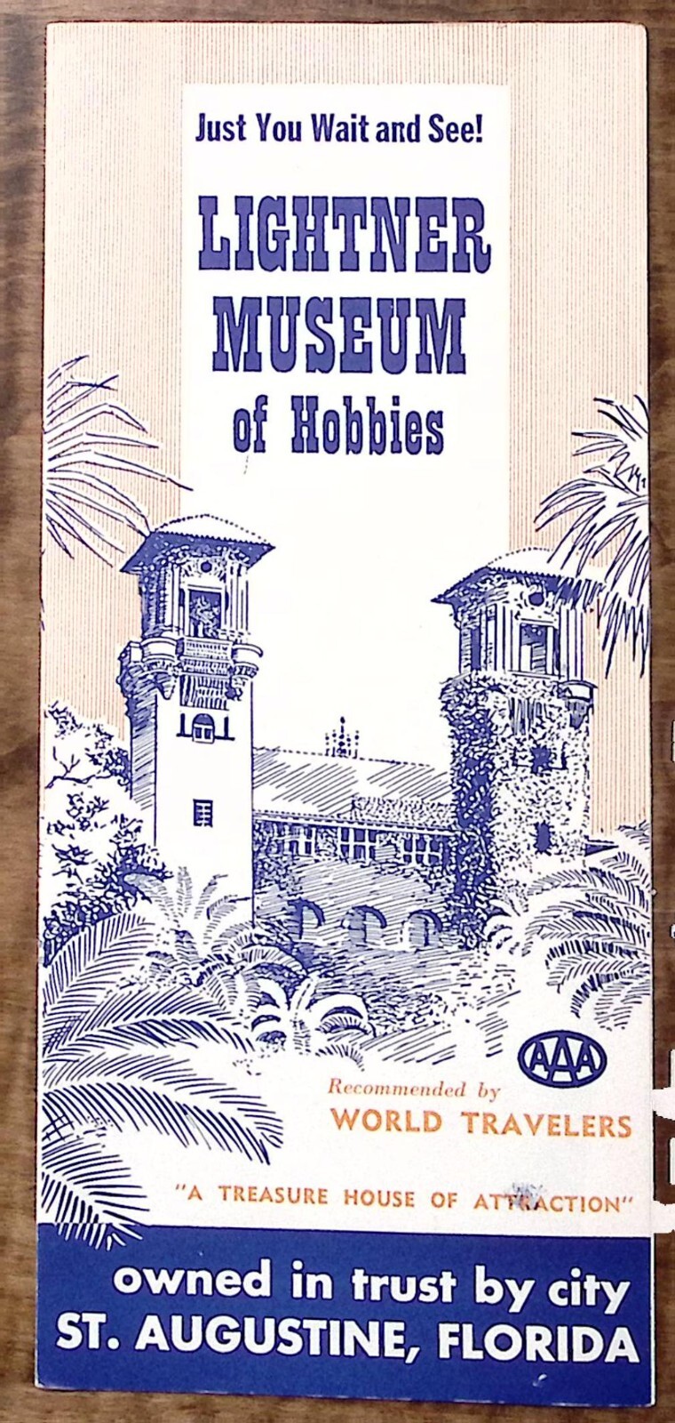 1950s ST AUGUSTINE FL LIGHTNER MUSEUM OF HOBBIES FOLDOUT TRAVEL BROCHURE Z4314