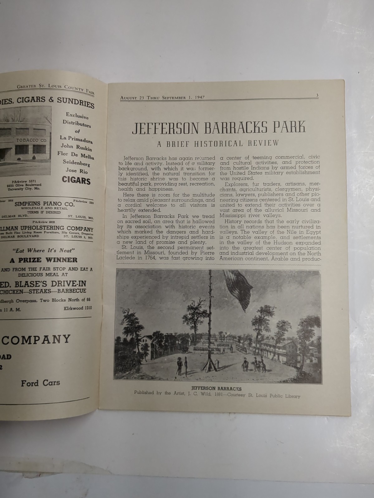 1947 Jefferson Barracks Park Fair Souvenir Program- Great Condition!