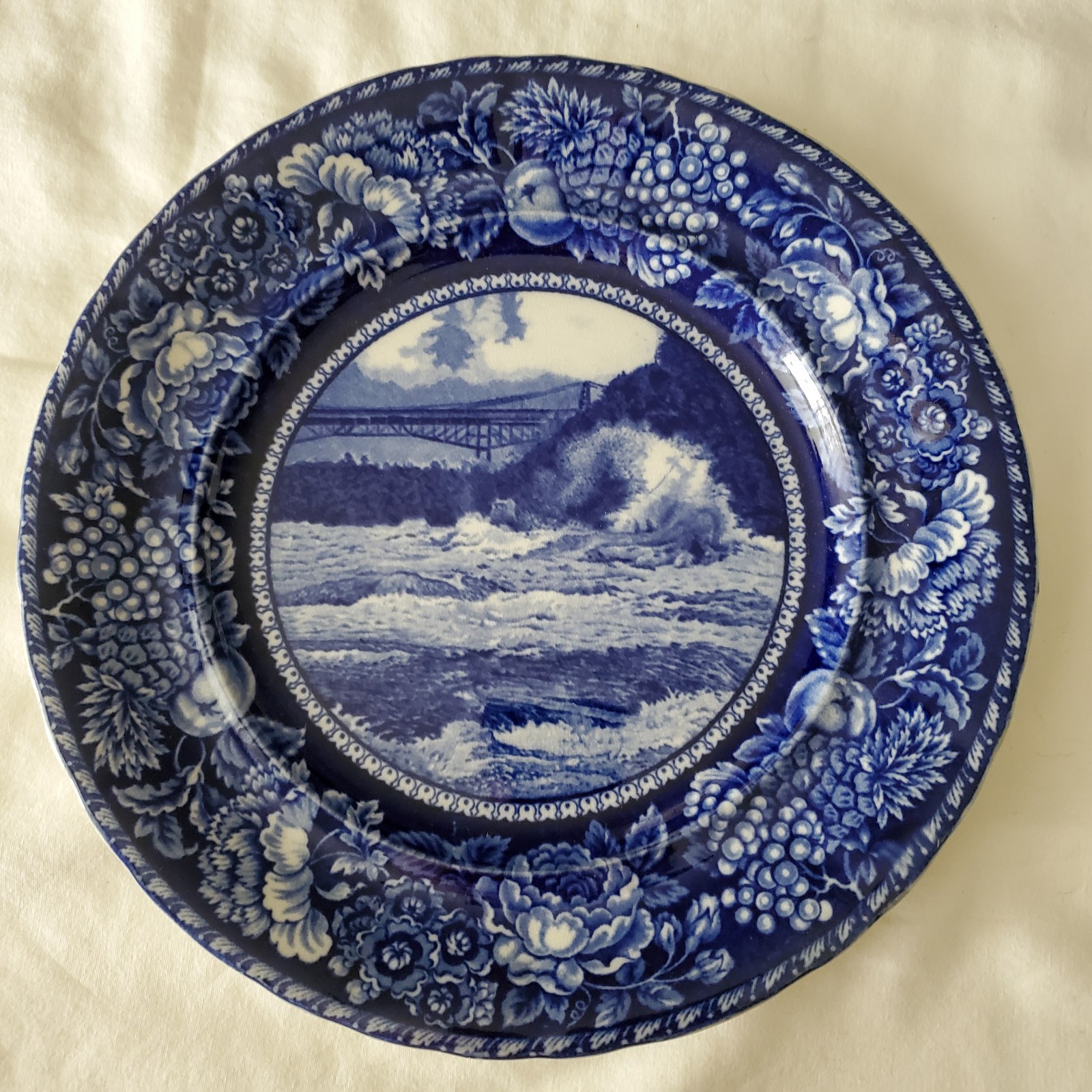 Niagara Falls Whirlpool Rapids Antique Flow Blue Plate – Rowland & Marsellus