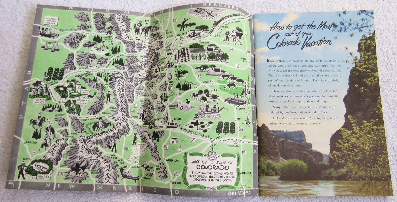 5 Colorful Colorado Souvenir Travel Guides Maps Place Scenes 1941 1950’s Books