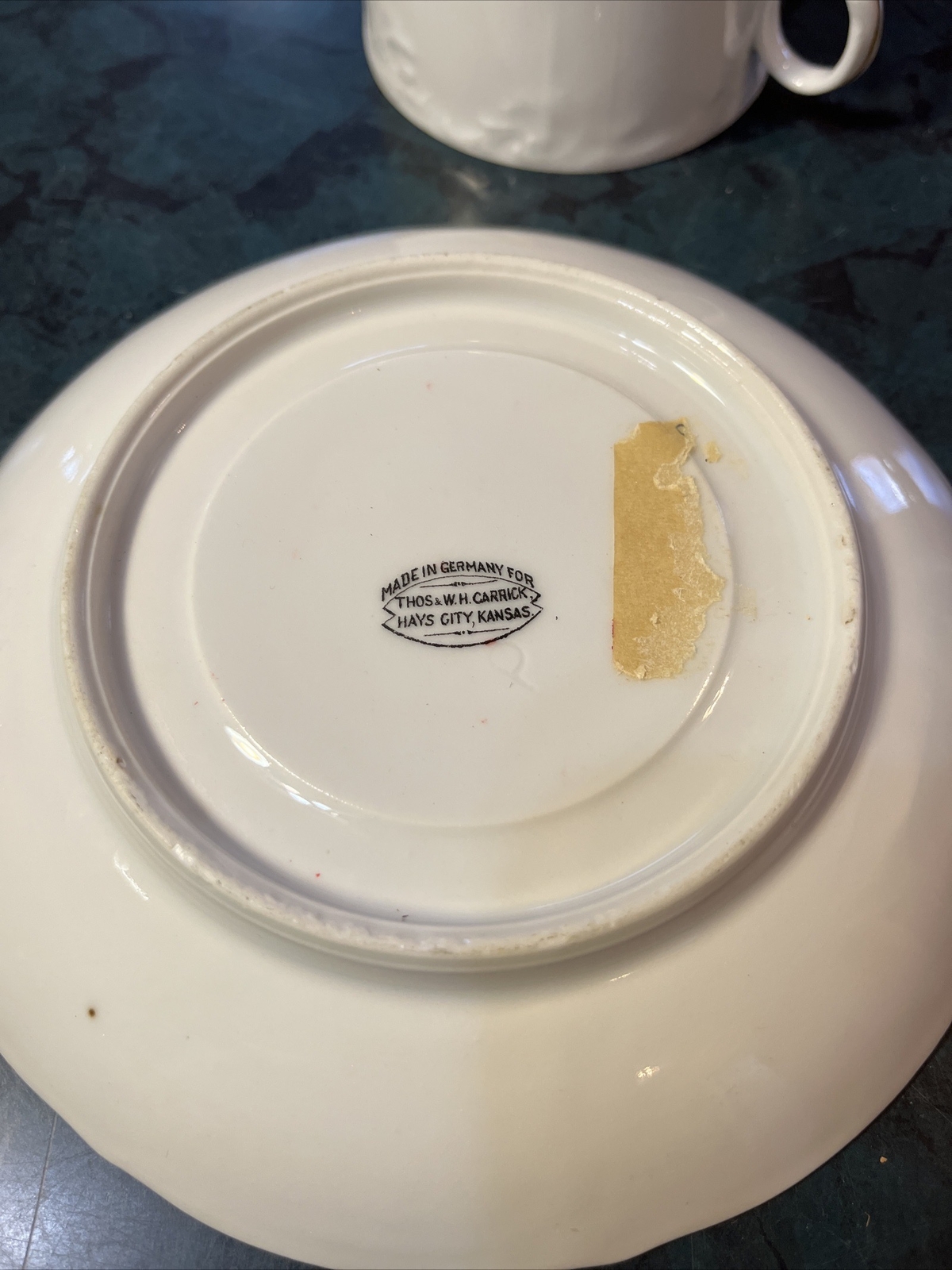 Mustache Cup & Saucer A Historic Schoolhouse Building KANSAS – Hays City 1870’s?