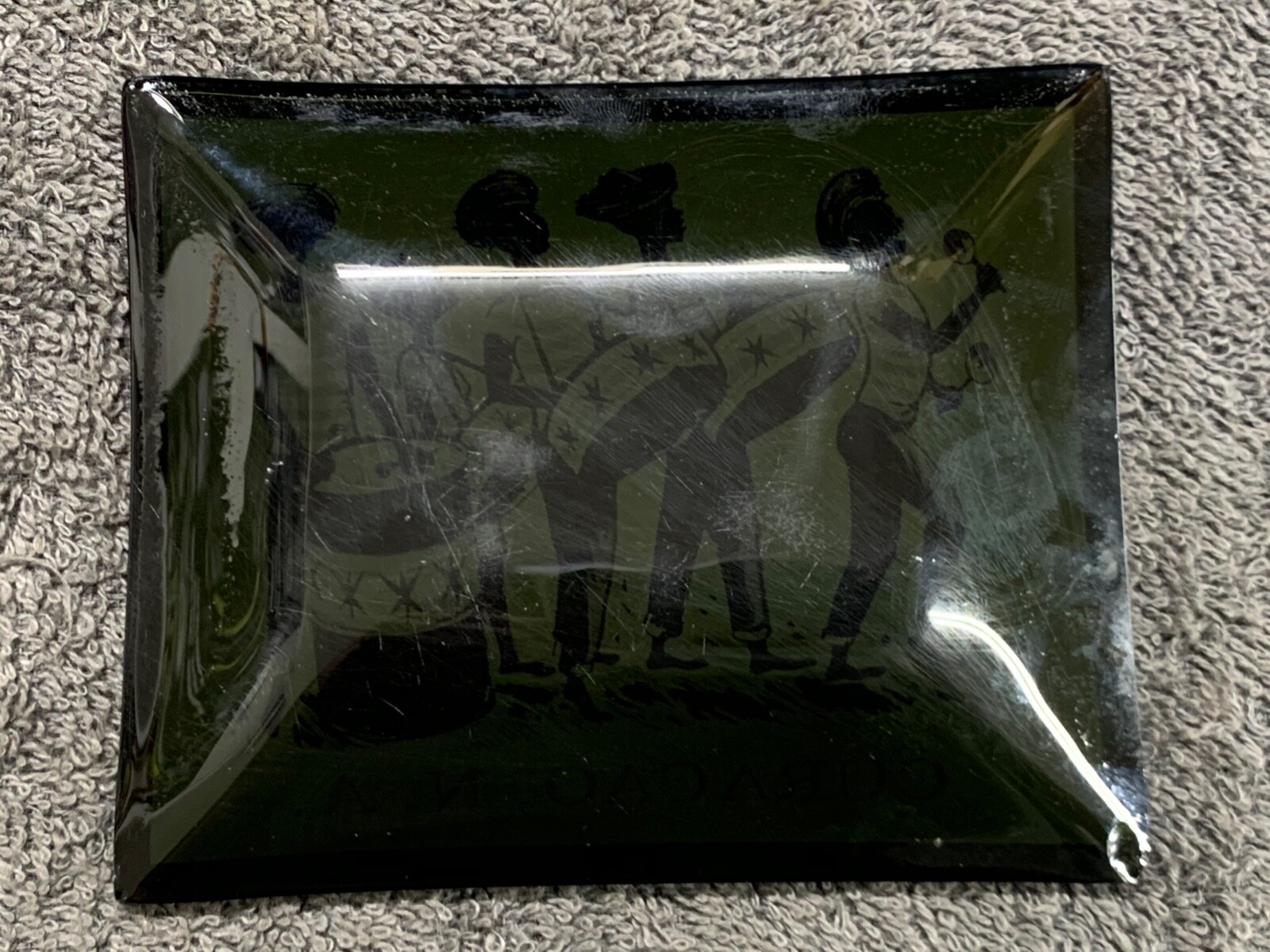 Vintage Curacao, N.A. Glass Ashtray – Playing Drums, Maracas