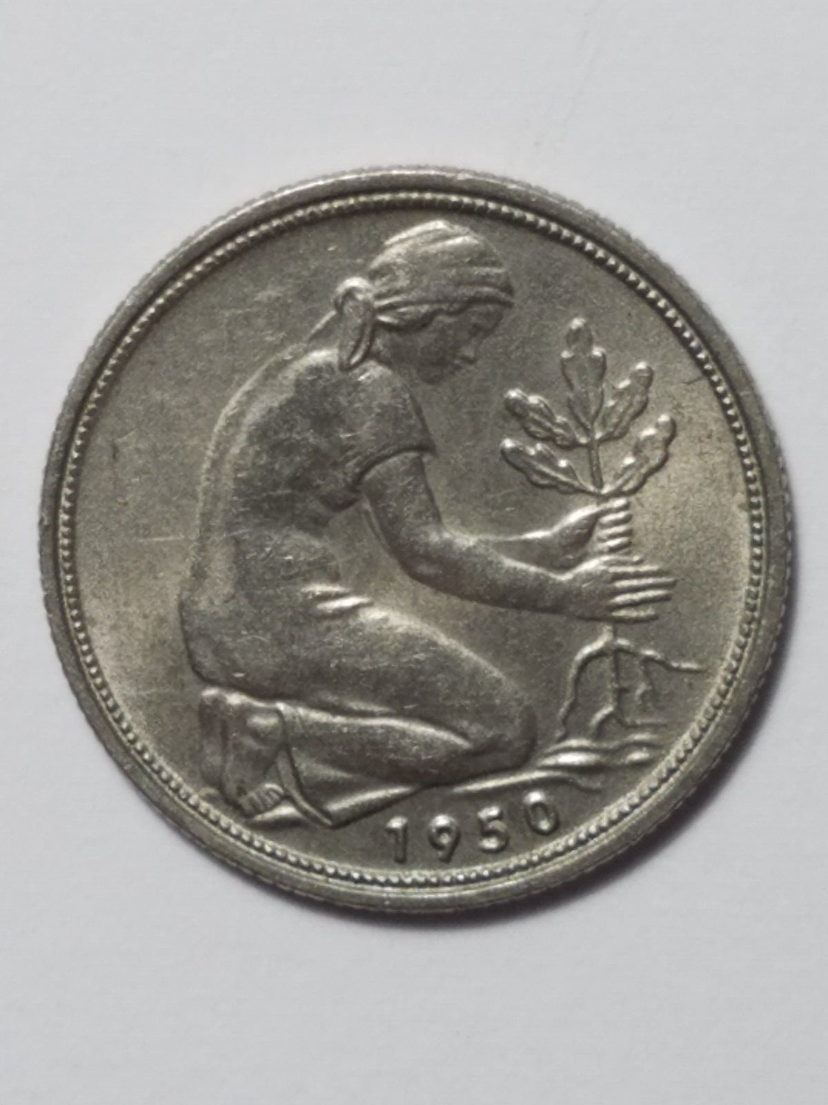 Ultra Rare Bundesrepublik F Deutschland 1950 50 Pfennig Collectors Coin