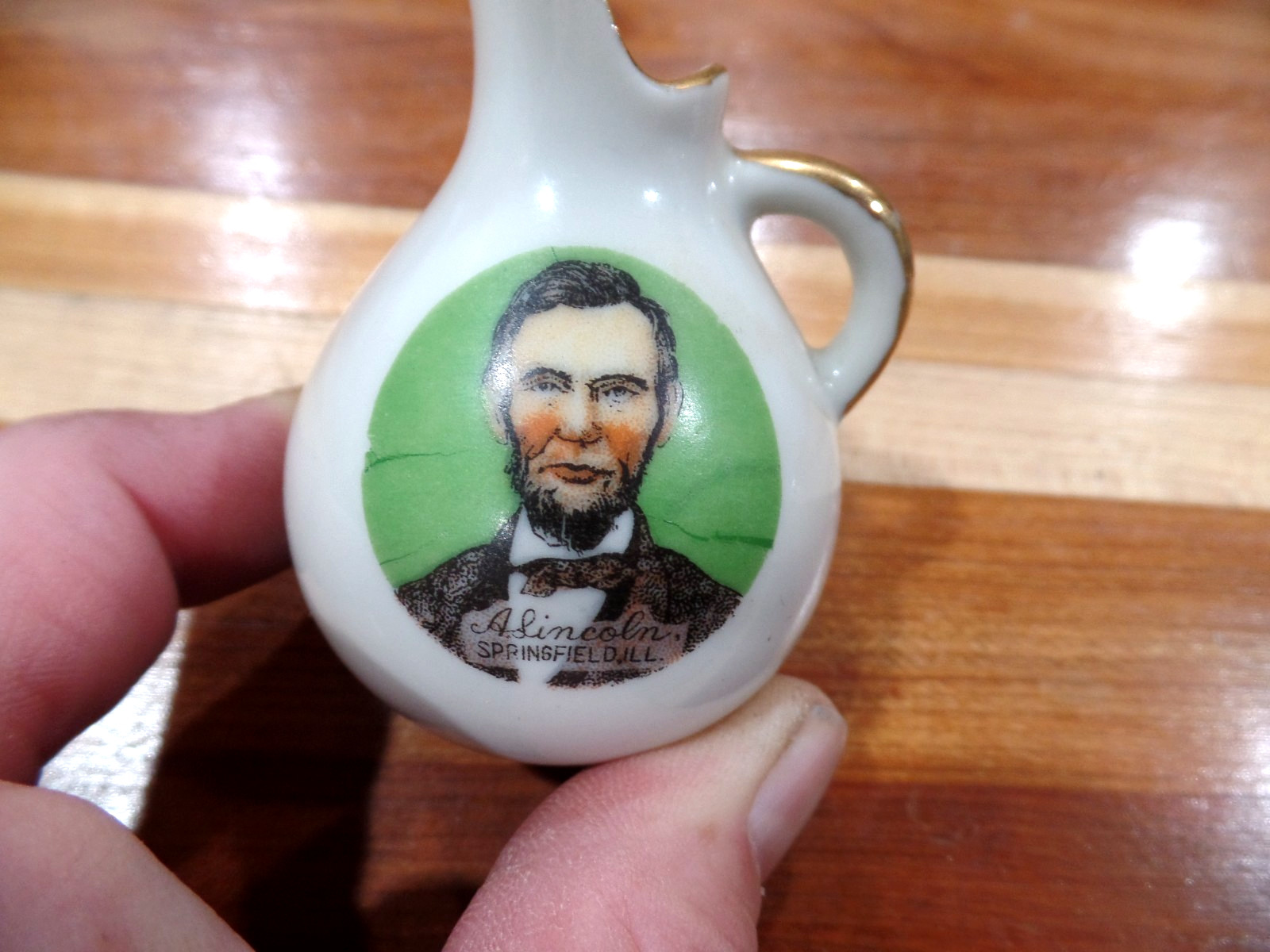 VINTAGE OCCUPIED JAPAN ABRAHAM LINCOLN SOUVENIR CHINA SPRINGFIELD ILLINOIS ILL