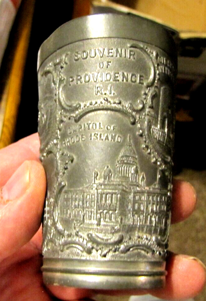 Vintage Pewter Cup Souvenir Tumbler Providence Rhode Island Tilden Thurber 1880s
