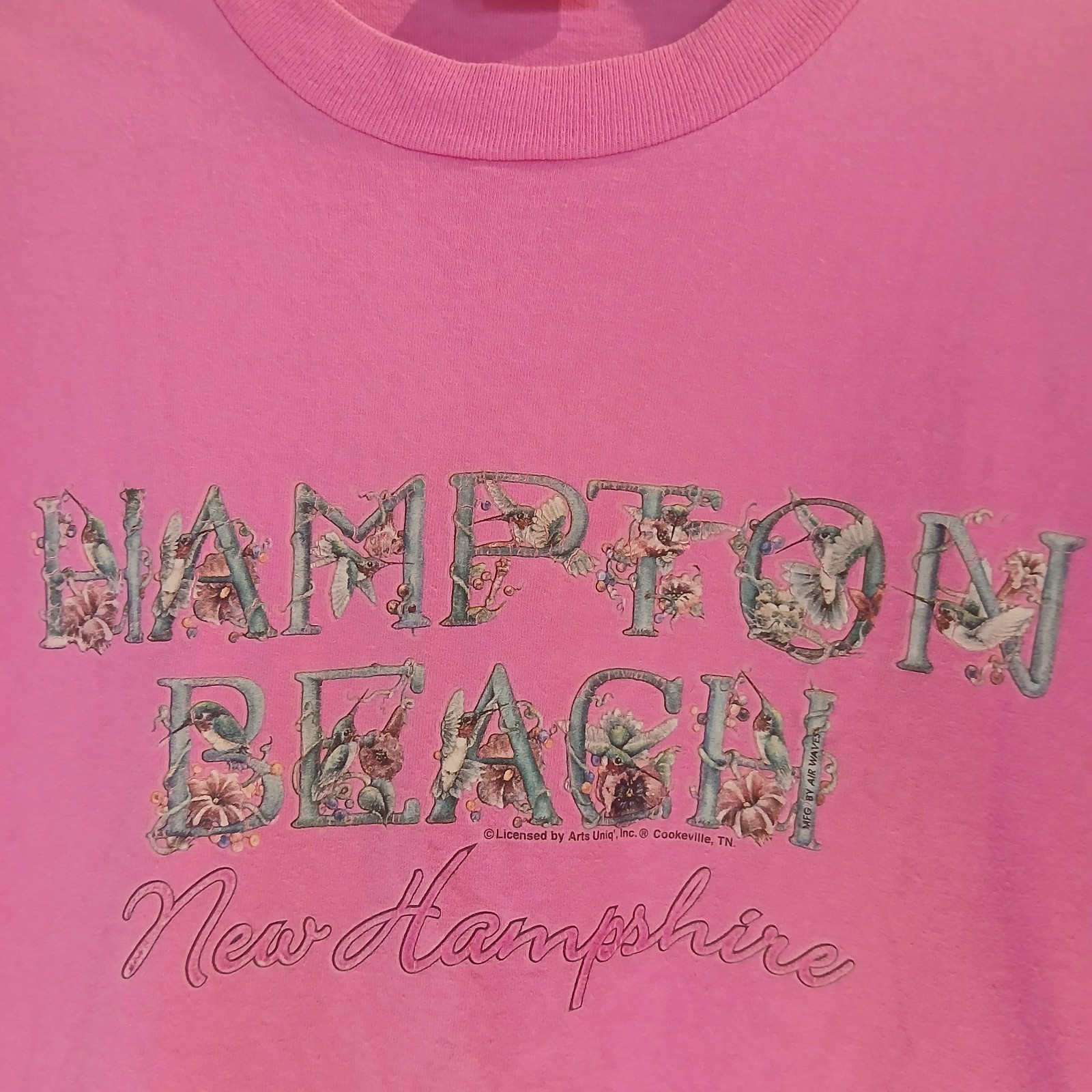 HAMPTON BEACH New Hampshire Vintage 90’s Pink Graphic Large Adult T-Shirt Coast