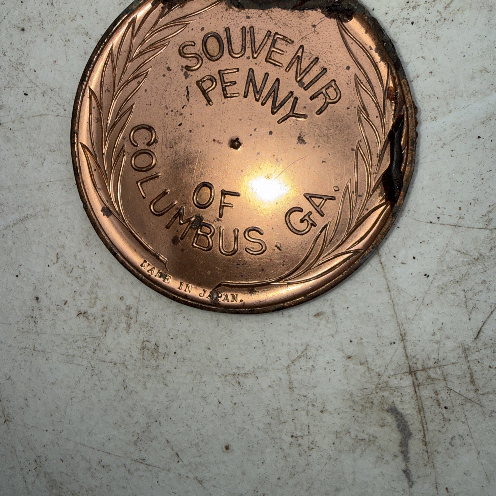 LARGE Vintage COPPER Color PAPERWEIGHT SOUVENIR INDIAN HEAD LUCKY PENNY Gambler