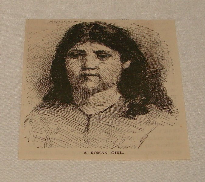 1876 magazine engraving ~ A ROMAN GIRL, Rome