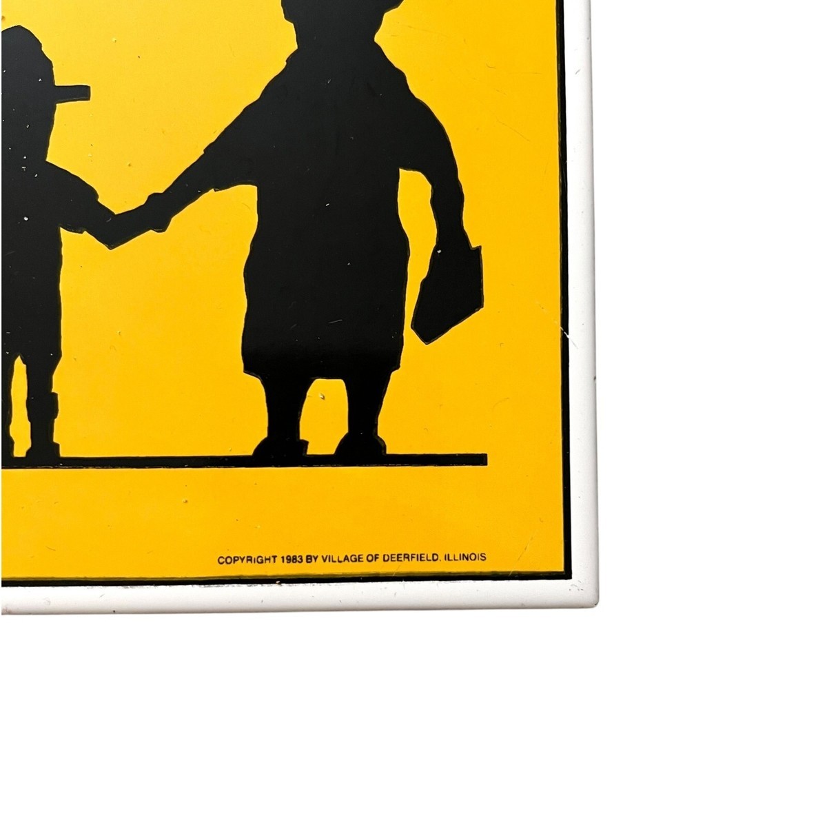 Vintage 1983 Deerfield Illinois Village Souvenir Tile Coaster “Kids Crossing 6×6
