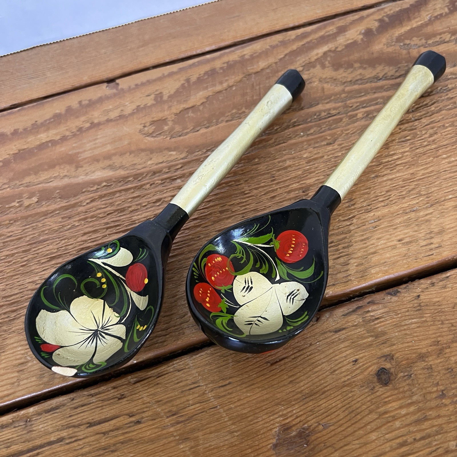 Souvenir wooden spoons from Ukraine handpainted folk art authentic vintage *LOOK