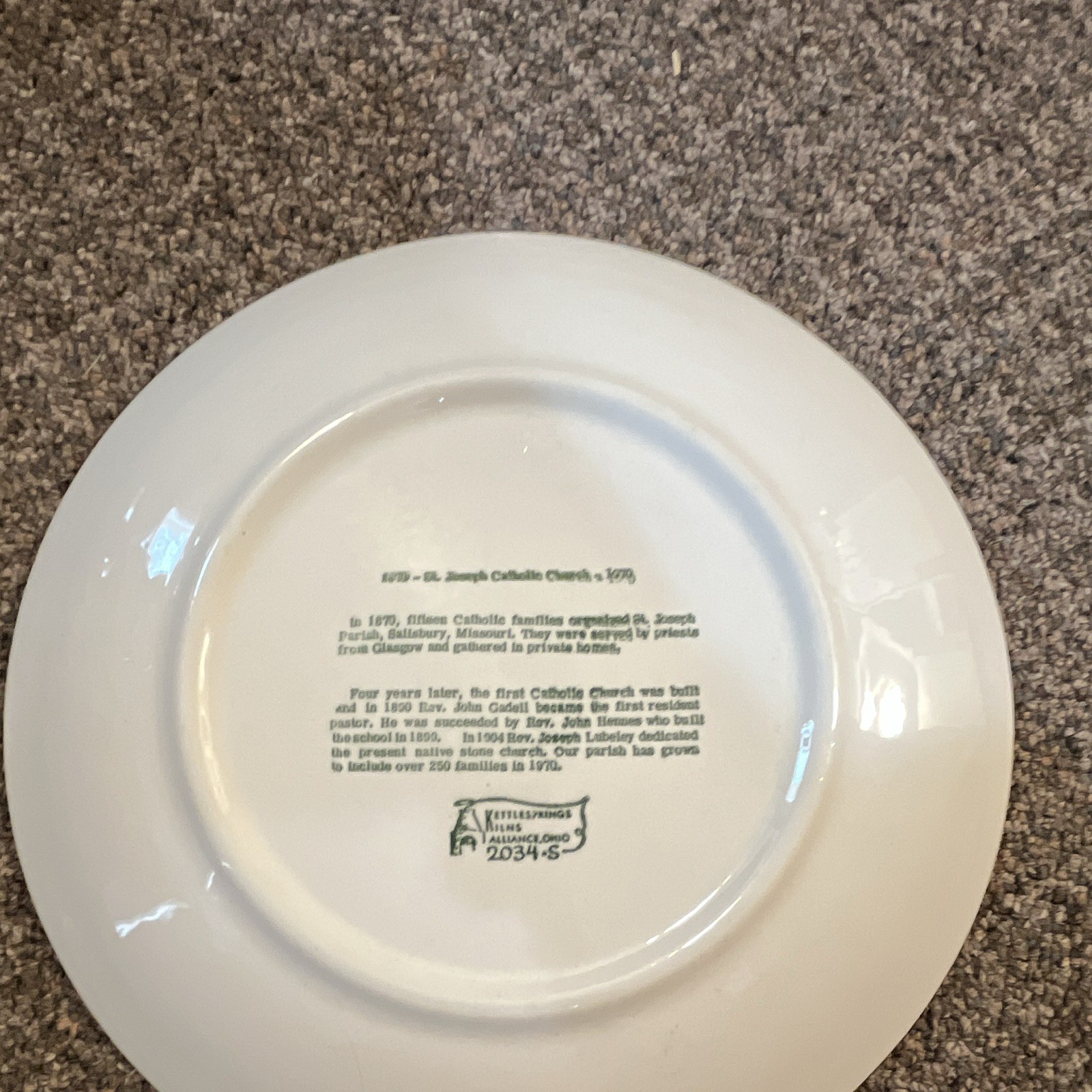 St. Joseph Catholic Church 1870 Decorative Plate, Salisbury, Missouri