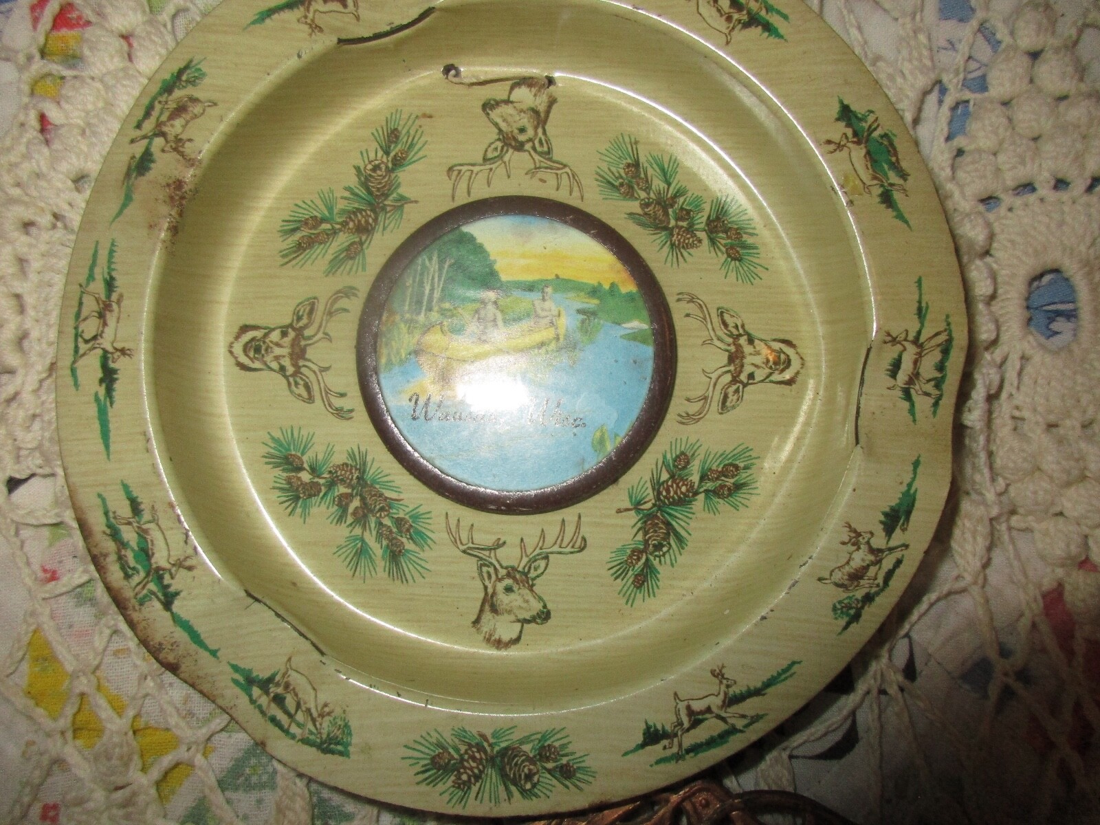 Lot/FOUR 1950-60’s Mid Century Modern SOUVENIR TRINKET DISH ASHTRAY Wisconsin 5