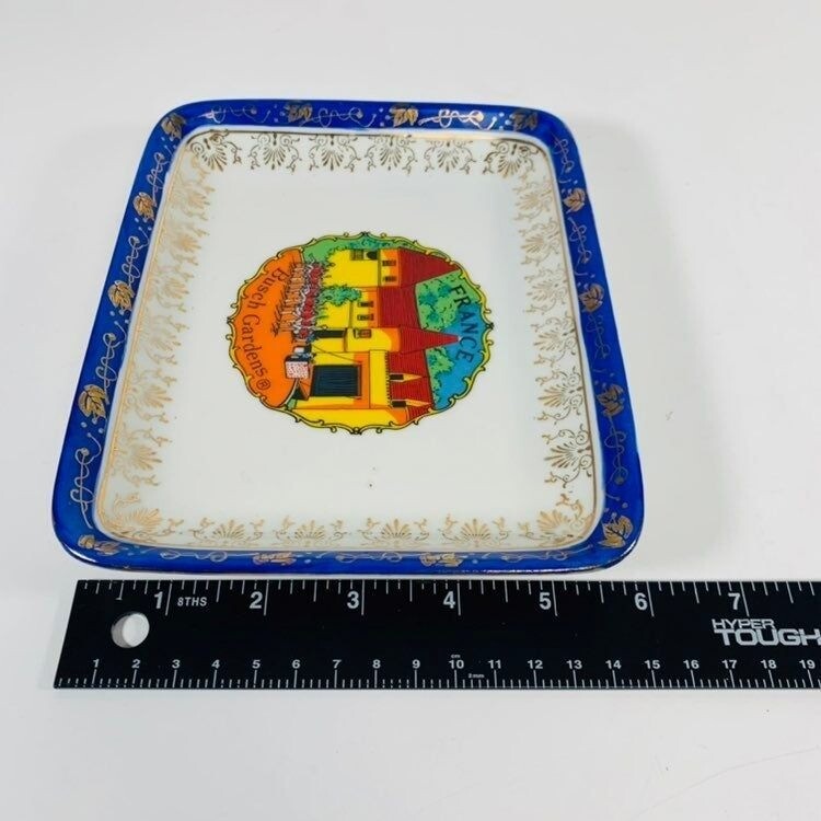 Vintage Bush Gardens France Tourist Plate Collector Gold Accent