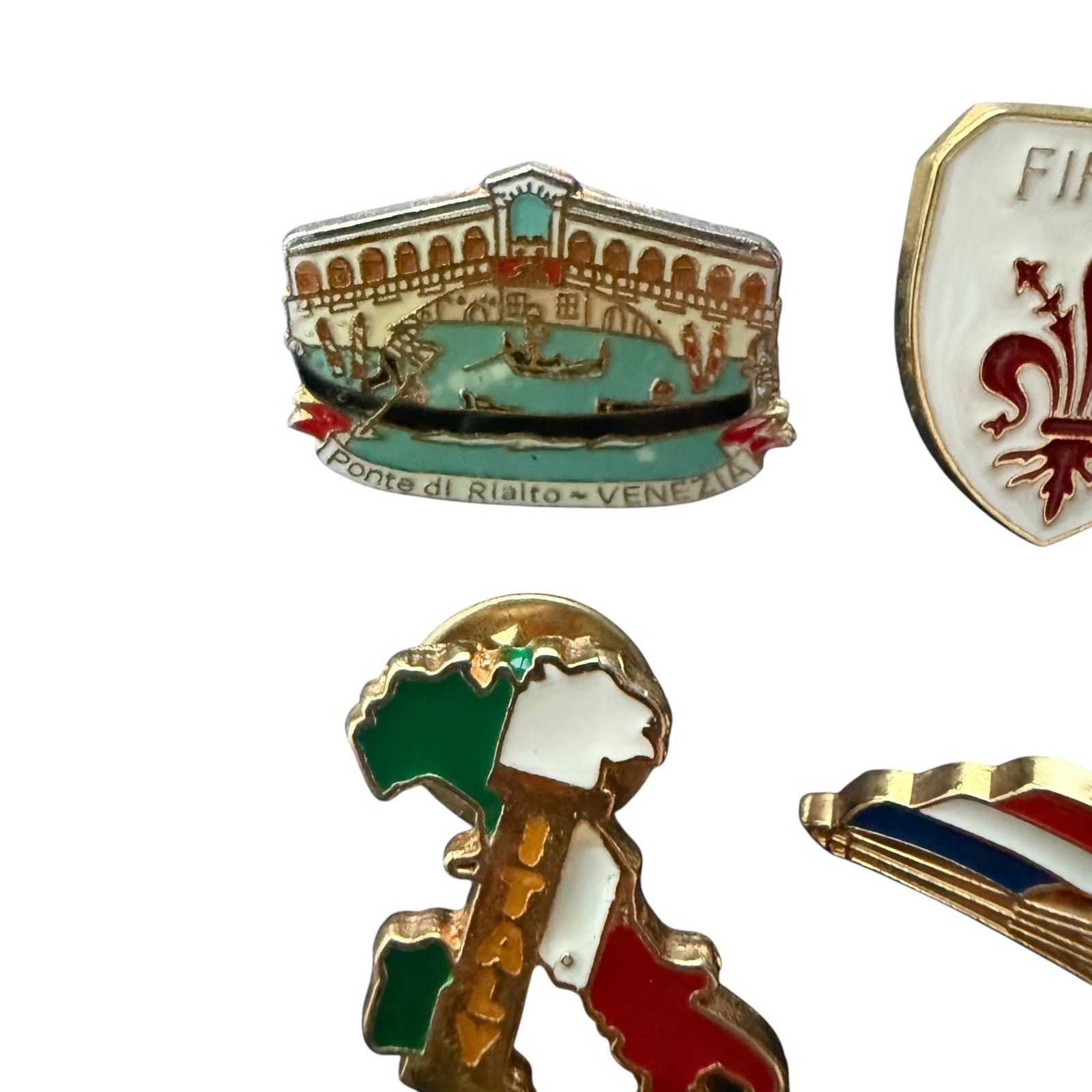 Vintage Souvenir Lapel Pins Lot Of 9 Austria Switzerland Roma Italy Salzburg