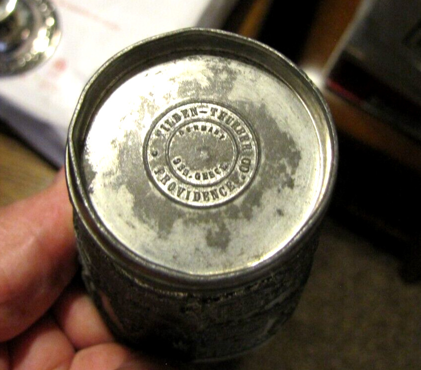 Vintage Pewter Cup Souvenir Tumbler Providence Rhode Island Tilden Thurber 1880s
