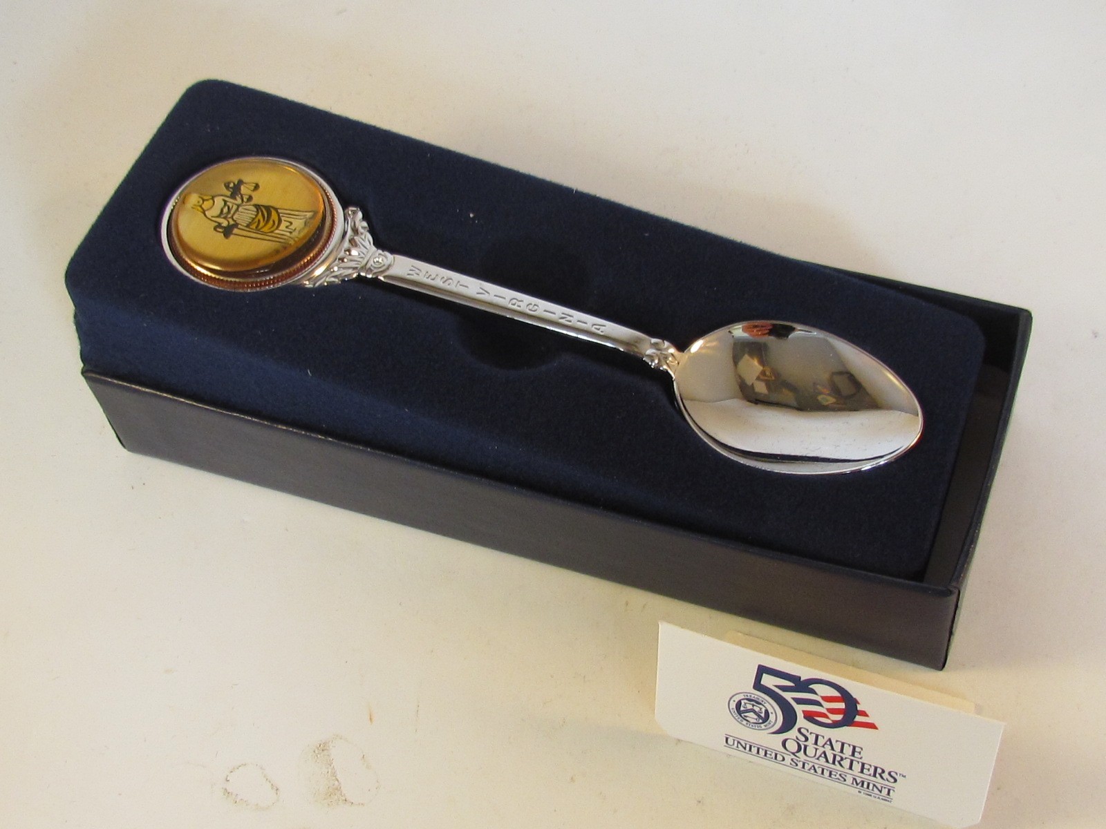 LADY of JUSTICE epoxy 50 State Quarter Spoon NEW JERSEY Stem U.S. Mint