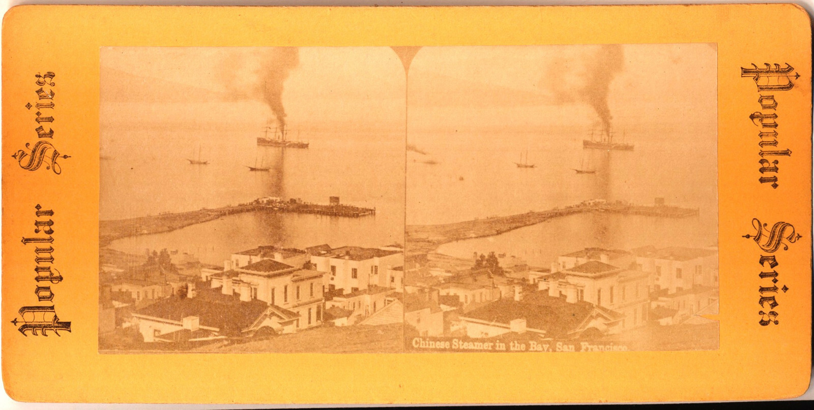 c1870s? San Francisco Bay Chinese Steam City View RP Stereoview Card California