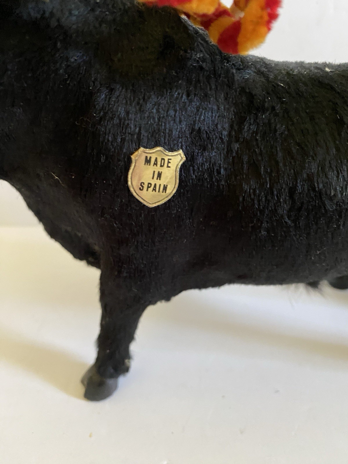 Bull Figurine Plush Black Made in Spain Spanish Souvenir – 6″ Tall, 9” Long