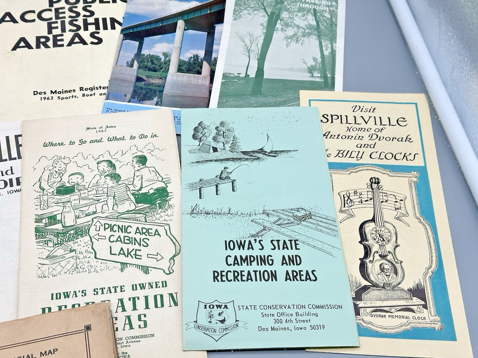Lot of Vintage IOWA Travel Brochures Maps Decorah Coralville Red Rock Spillville
