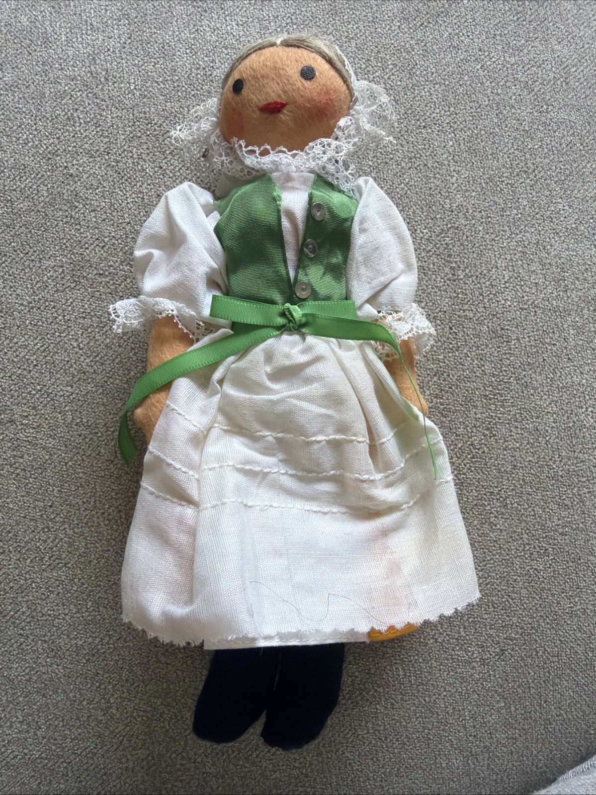 Vintage Cultural Souvenir Cloth Felt DOLL Wire Frame Eastern Europe 8”