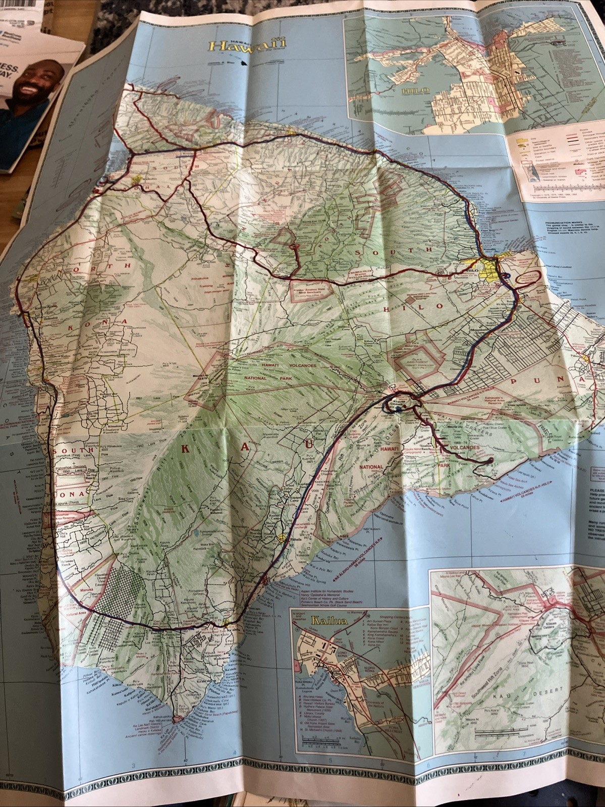 Vintage Folding Map of Hawaii The Big Island Full Color Topographic Map
