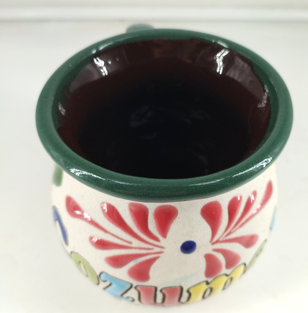 COZUMEL MEXICO Beautiful Handpainted Coffee Cup Pottery Mug Multicolor Souvenir