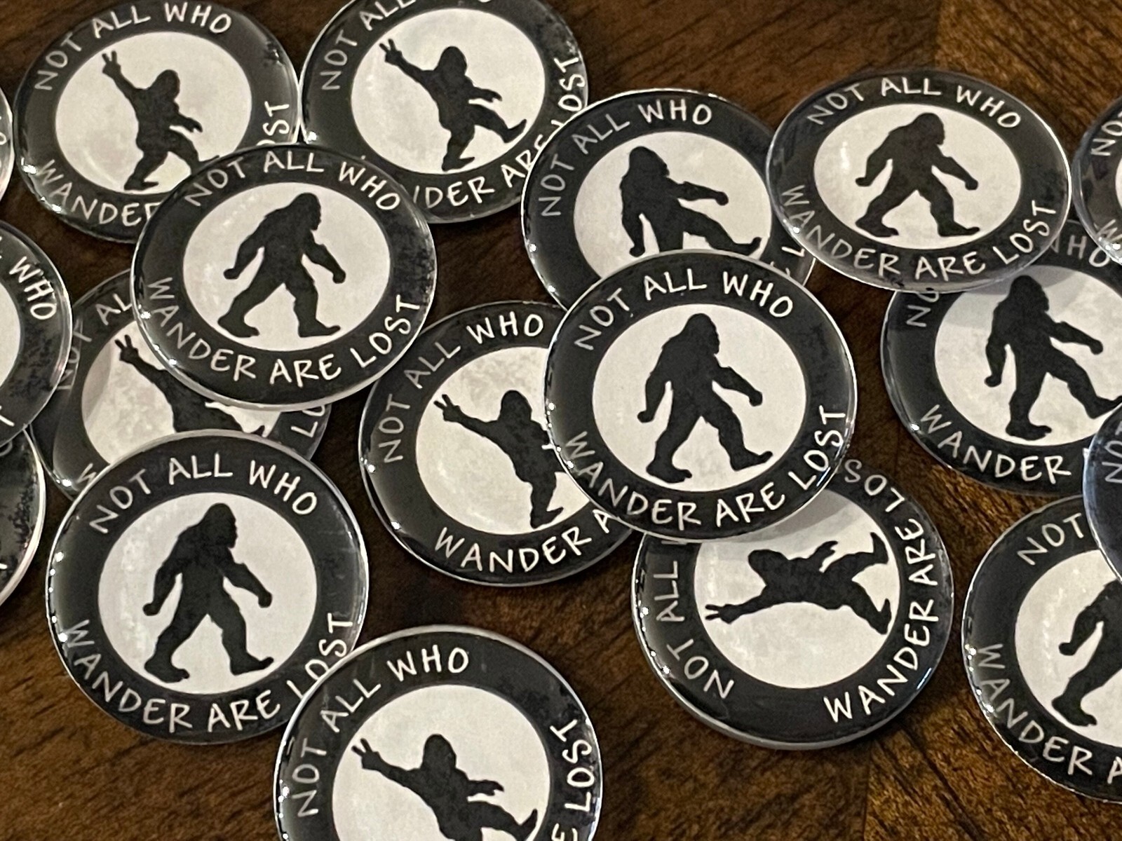 Geocache Not All Who Wander Are Lost Geocache Swag Tokens Lot Of 20 Bigfoot