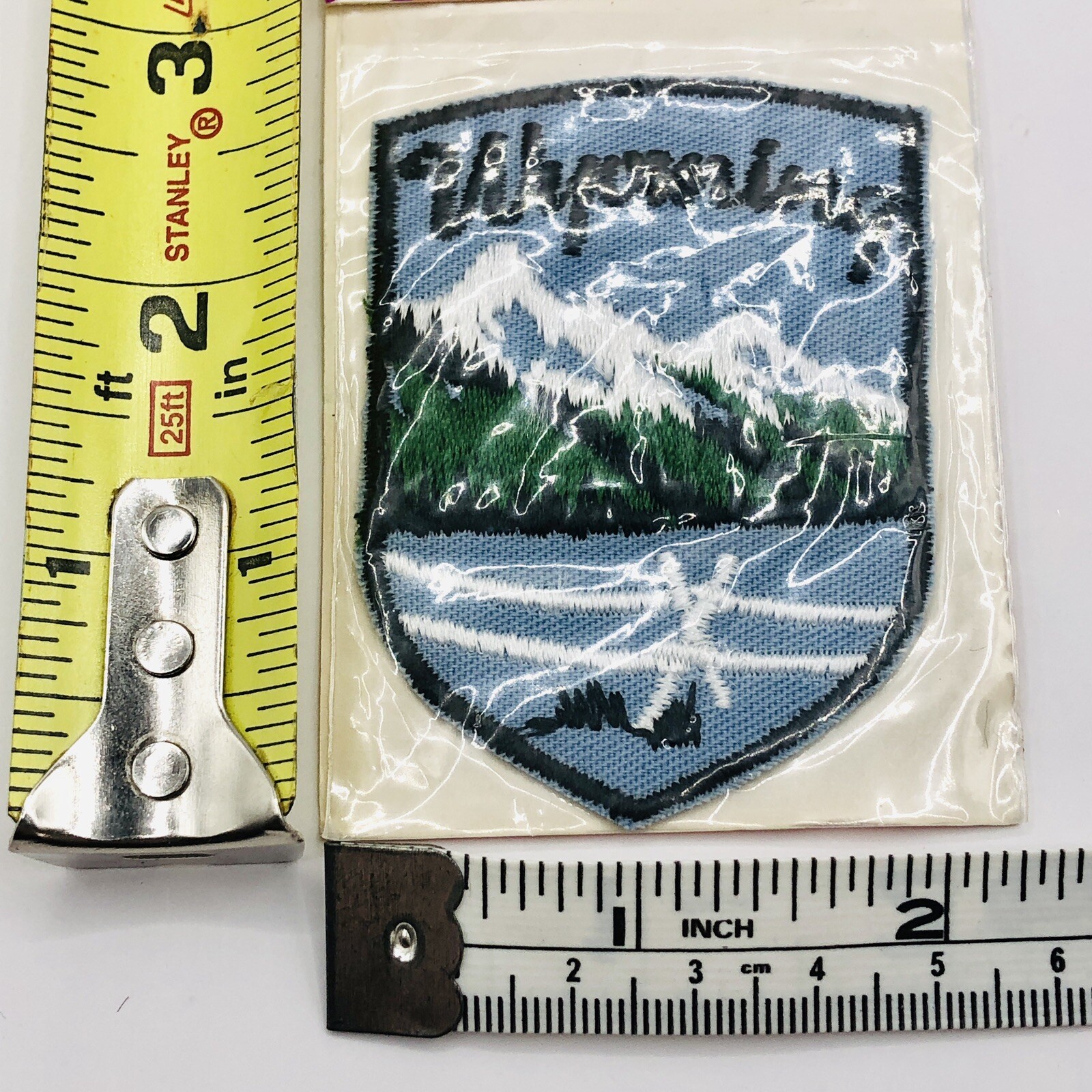 Wyoming State Patch Mountain Scene Souvenir New in Package Voyager Vintage