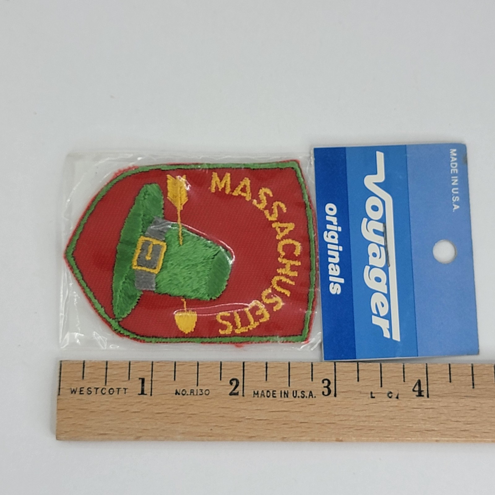 1980s Massachusetts patch Voyager originals Pilgrim Hat Arrow MA