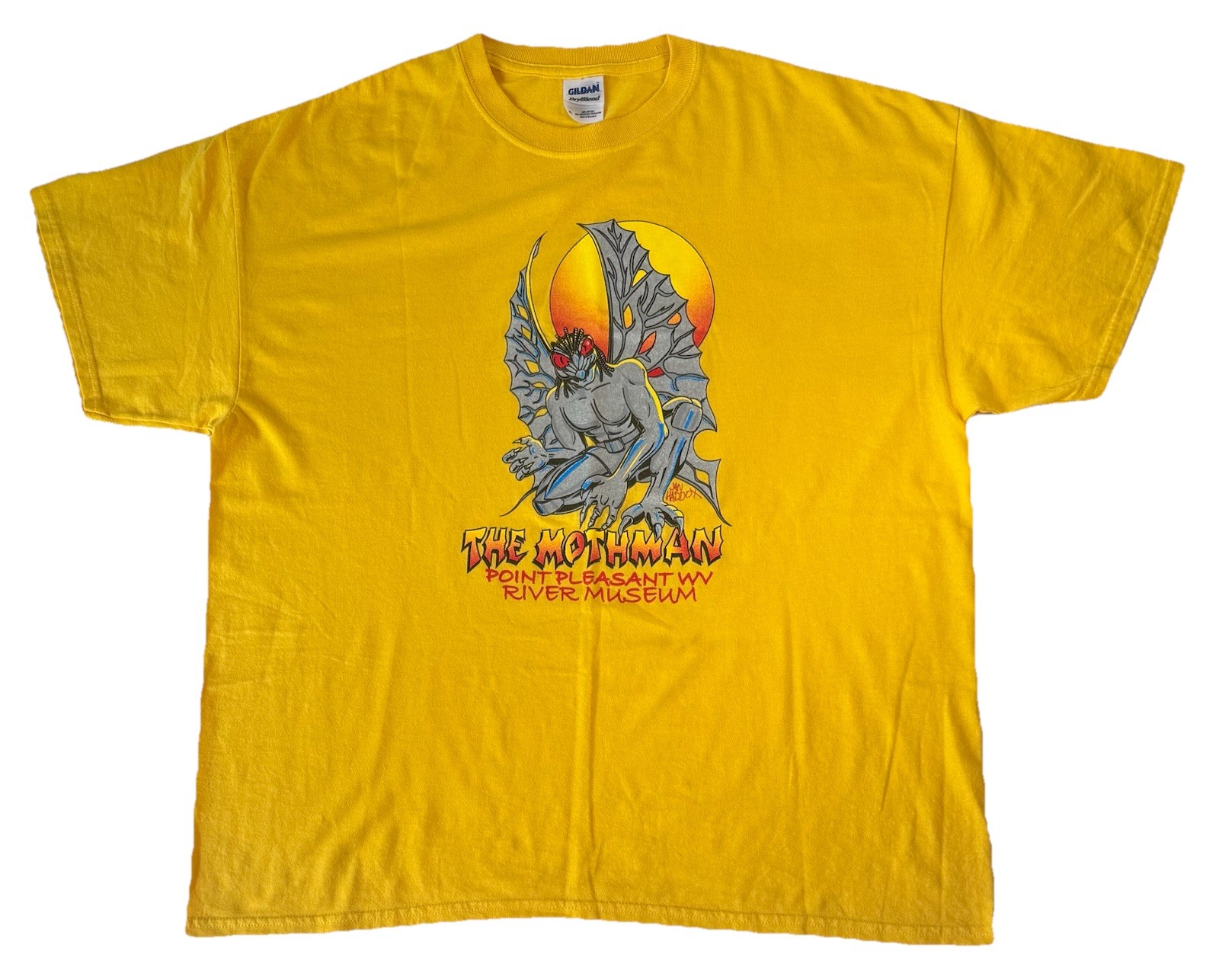 Vintage The Mothman T Shirt Point Pleasant WV River Museum Cryptid Monster Sz XL