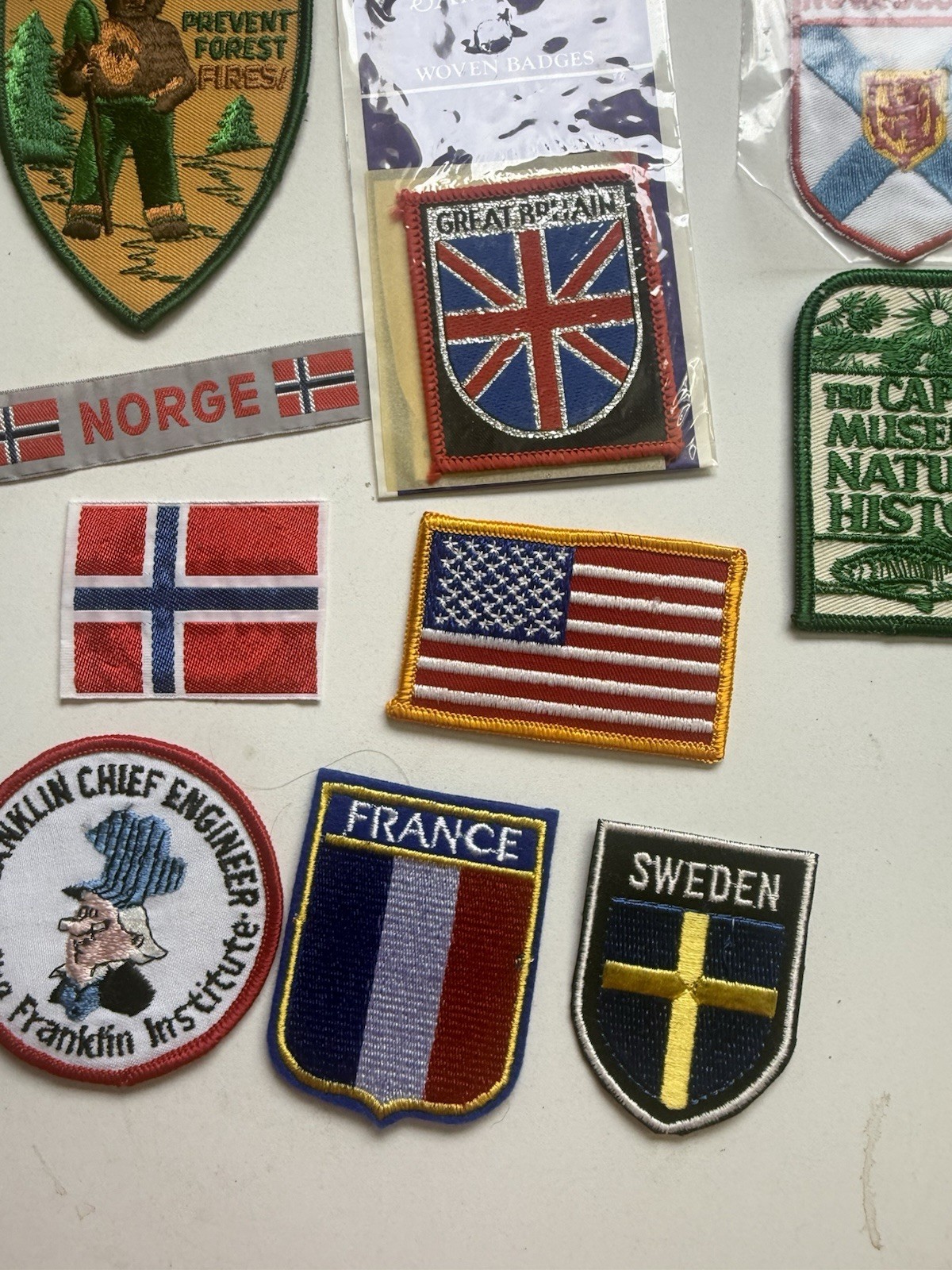 Vintage Souvenir Travel Patch Lot Scouts Flags Red Cross Norway Scotland 25+