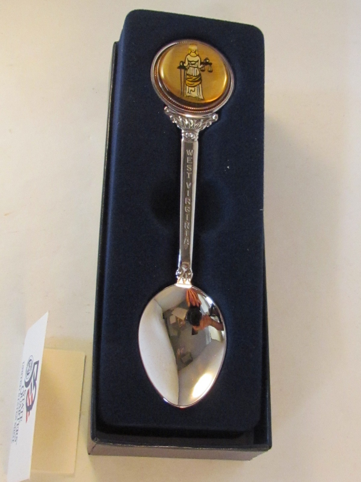 LADY of JUSTICE epoxy 50 State Quarter Spoon NEW JERSEY Stem U.S. Mint