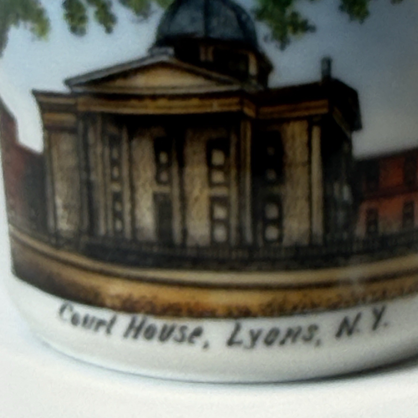 LYONS NY NEW YORK Souvenir COURT HOUSE Porcelain Trinket CREAMER