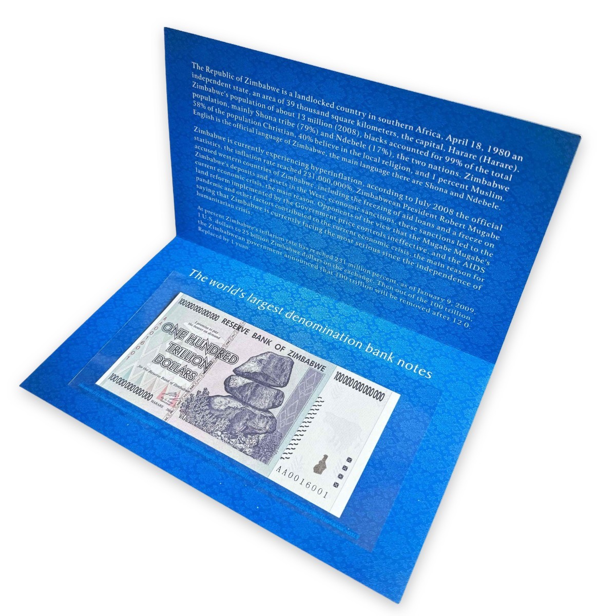 Zimbabwe 100 Trillion Dollar Banknote Uncirculated Currency Collectible UNC Note