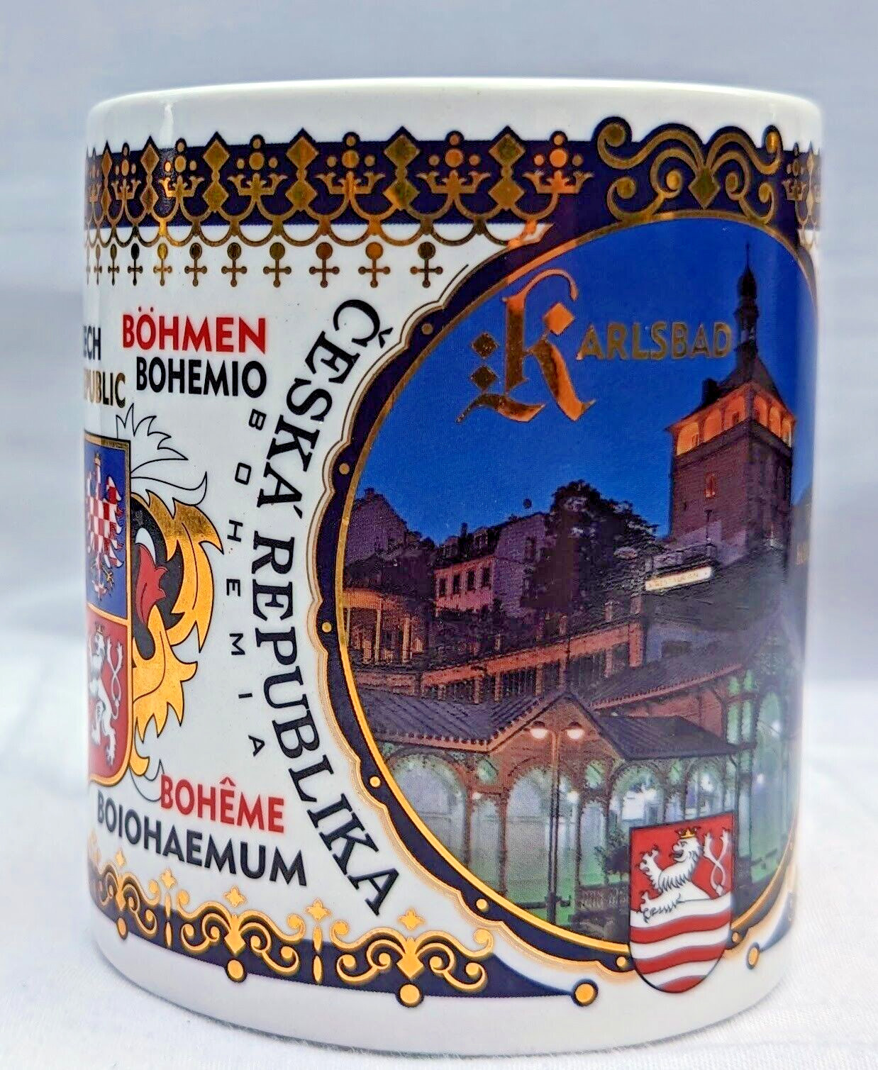 Czech Republic Karlovy Vary Karlsbad Mineral Springs Spa Coffee Cup Coat of Arms