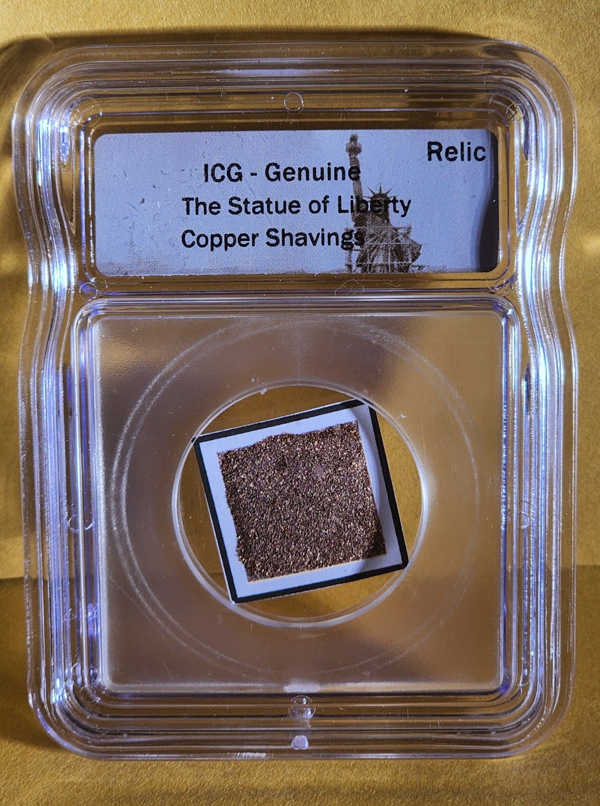 ICG Genuine Statue of Liberty Copper Shavings Relic Authentic Historic Artifact