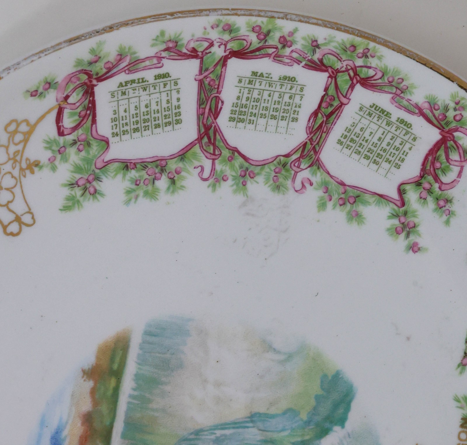 Antique 1910 Advertising Calendar Plate Klamath Falls Oregon Geo. Hurn Niagara
