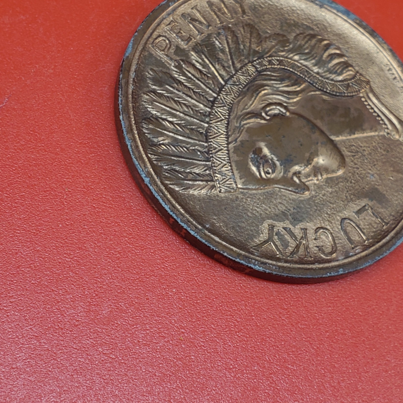 Lucky Penny City Hall Milwaukee Wisconsin Big Souvenir Indian Head 3″ Patina