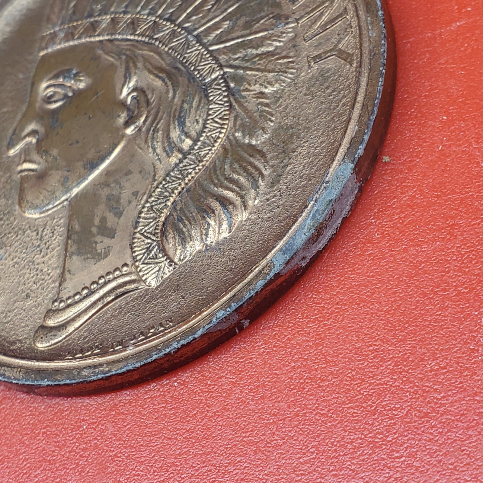 Lucky Penny City Hall Milwaukee Wisconsin Big Souvenir Indian Head 3″ Patina