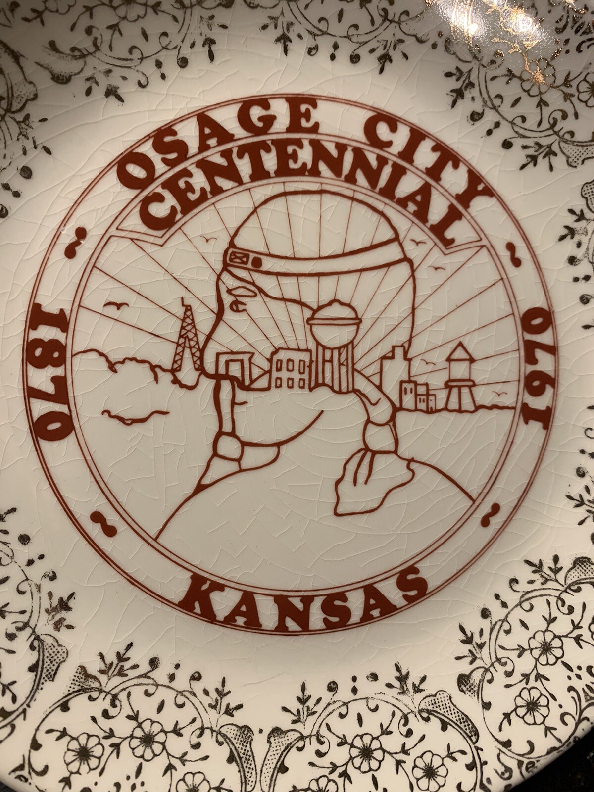Vintage Souvenir Plate Osage City Kansas Centennial 1870-1970 9Inches