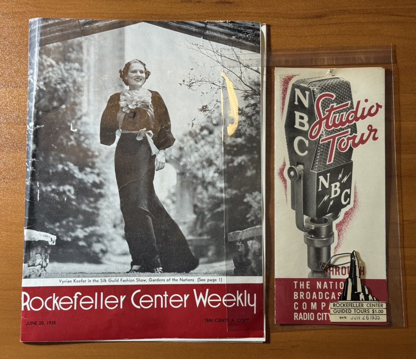 1935 Rockefeller Center Weekly + Guided Tour Ticket NBC Studio Tour NYC Ephemera