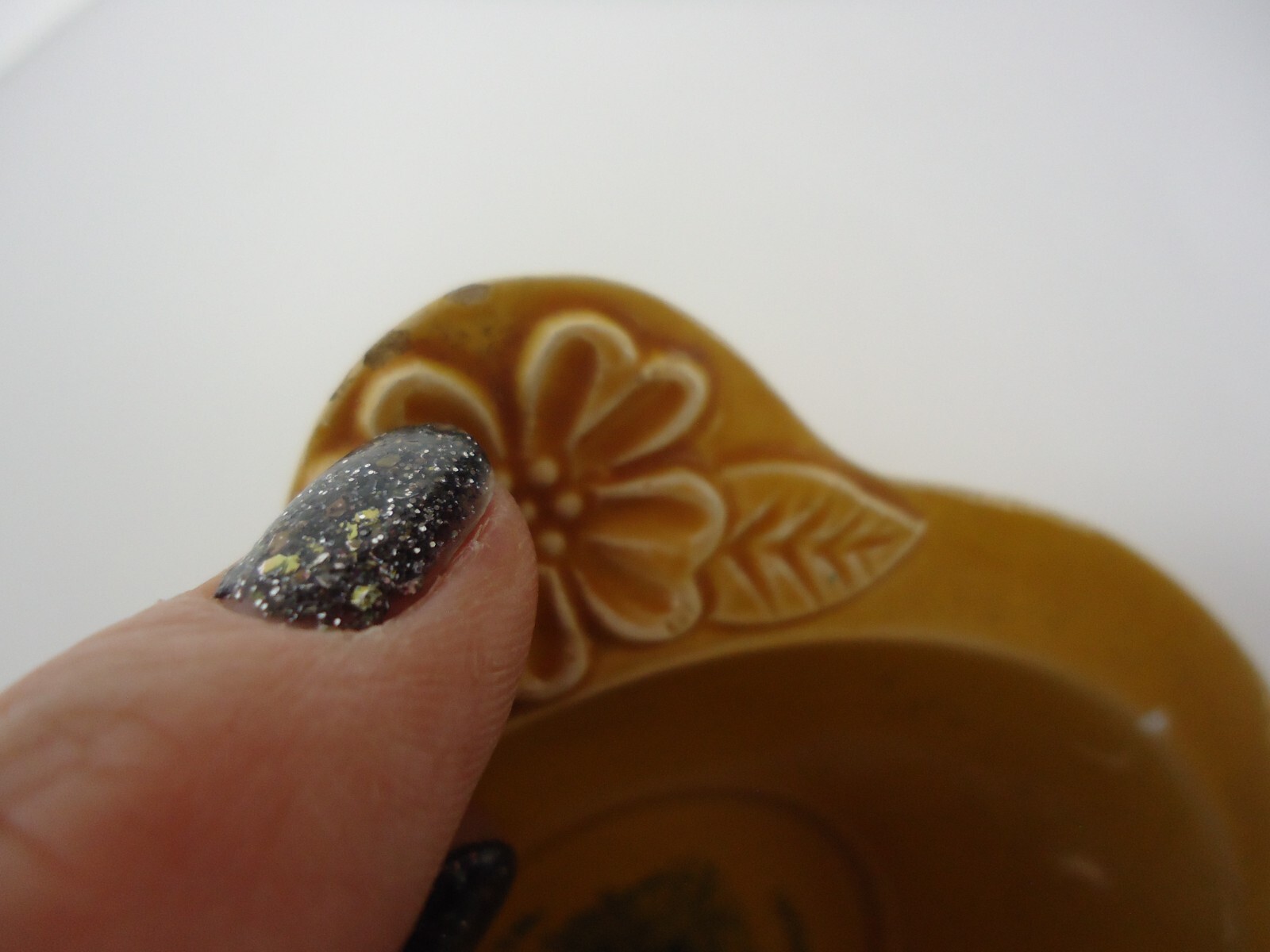 VTG Silver Dollar City Yellow Floral Souvenir Trinket Dish Frisco Train 70s 80s