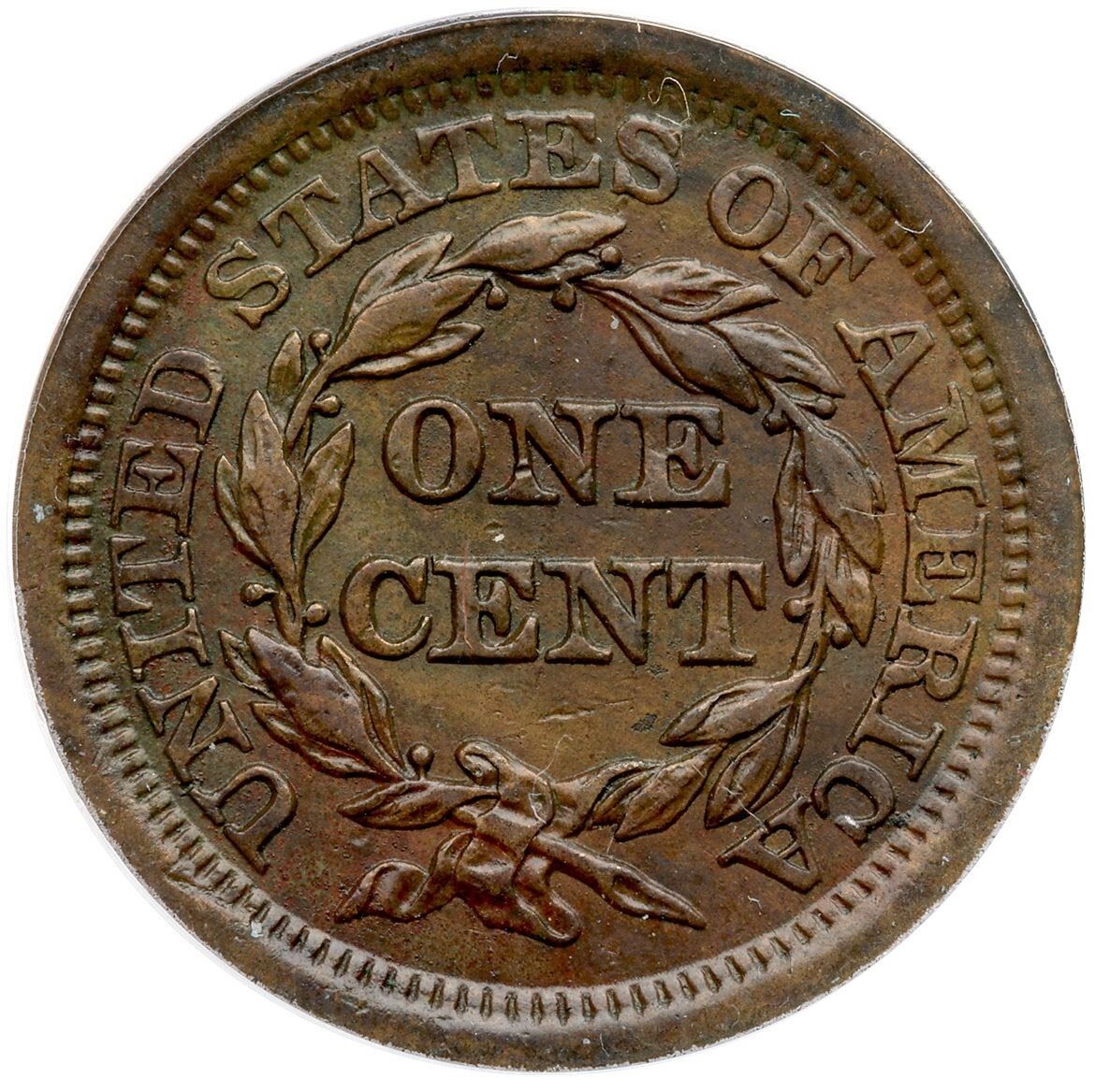 1843 Large Cent, Braided Hair, Small Letters, Petite Head