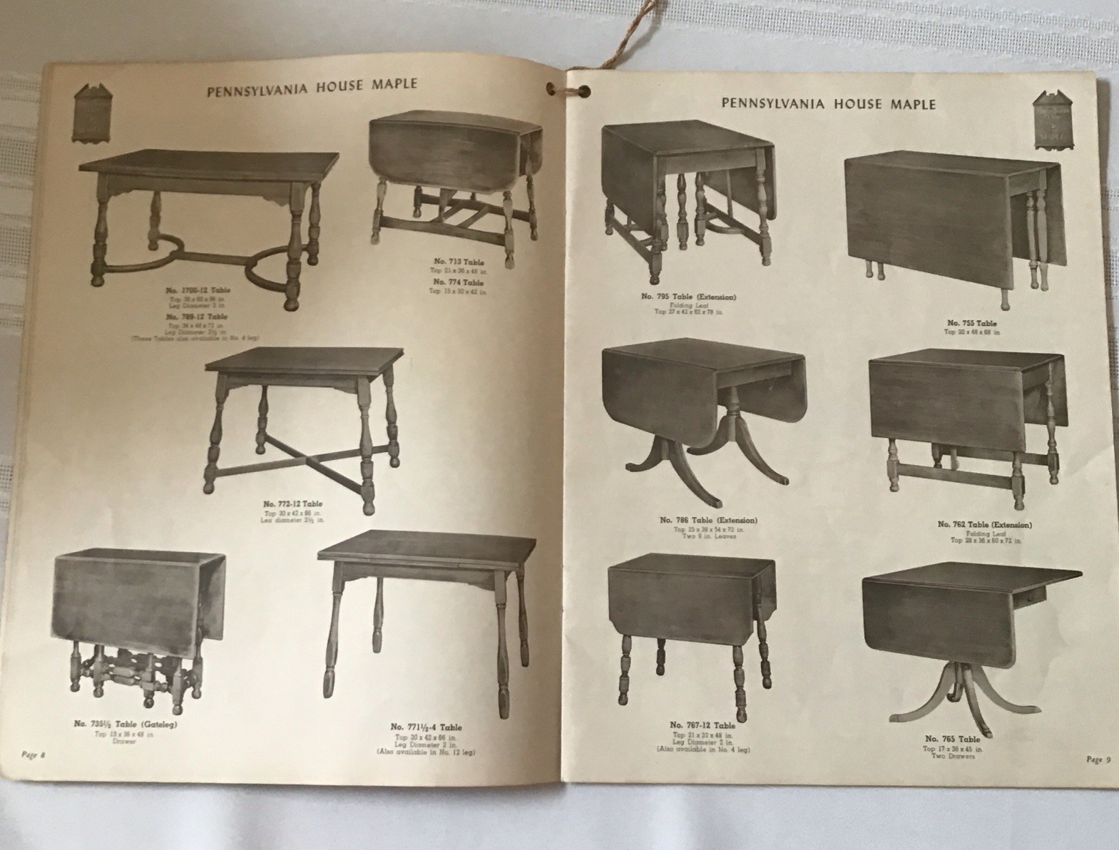PENNSYLVANIA HOUSE MAPLE FURNITURE DISPLAY CATALOG, Lewisburg, Pa