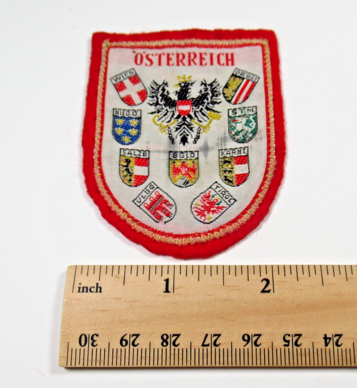 Austria Patch Vintage Souvenir Woven Fabric on Felt Österreich Crest