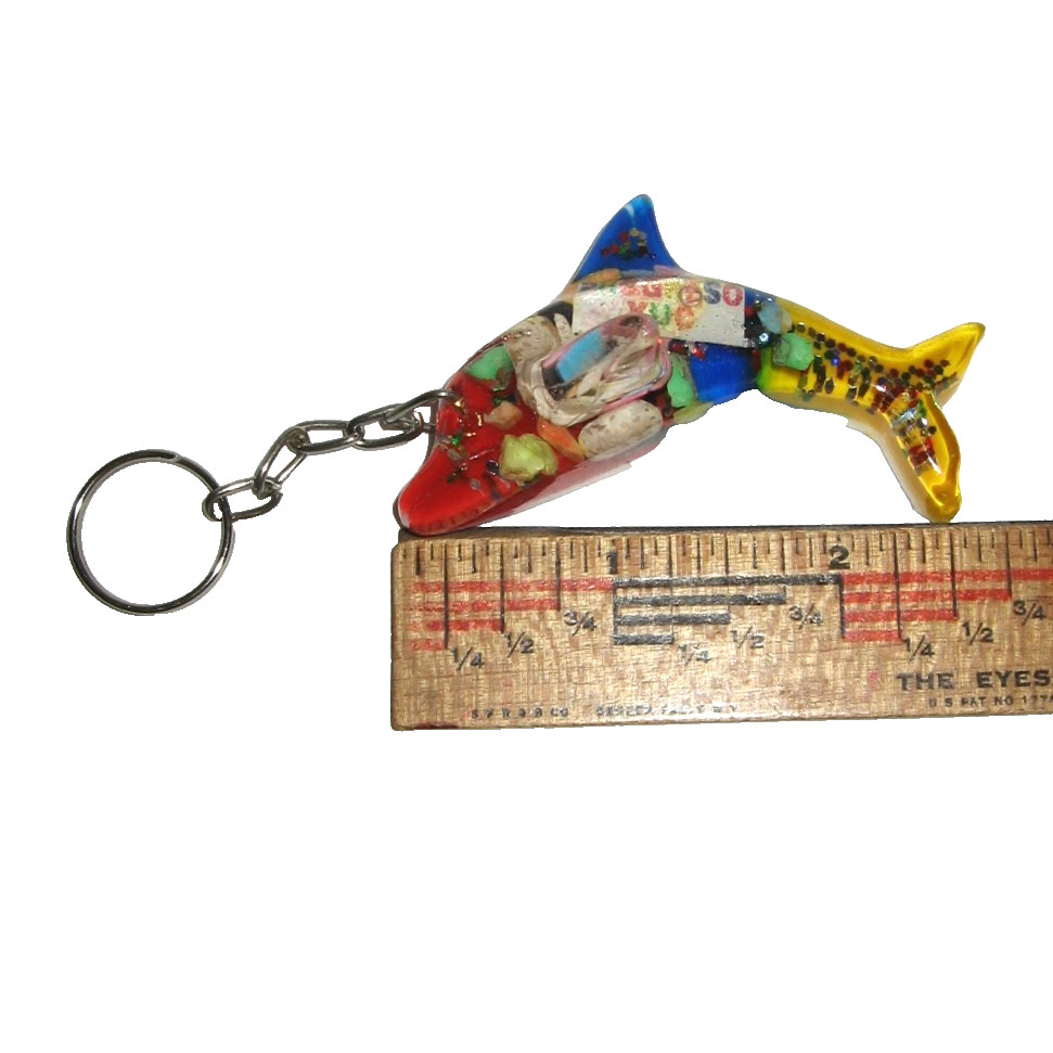 Progreso Souvenir Keychain Dolphin Porpoise Yucatan Mexico Multicolor Glitter