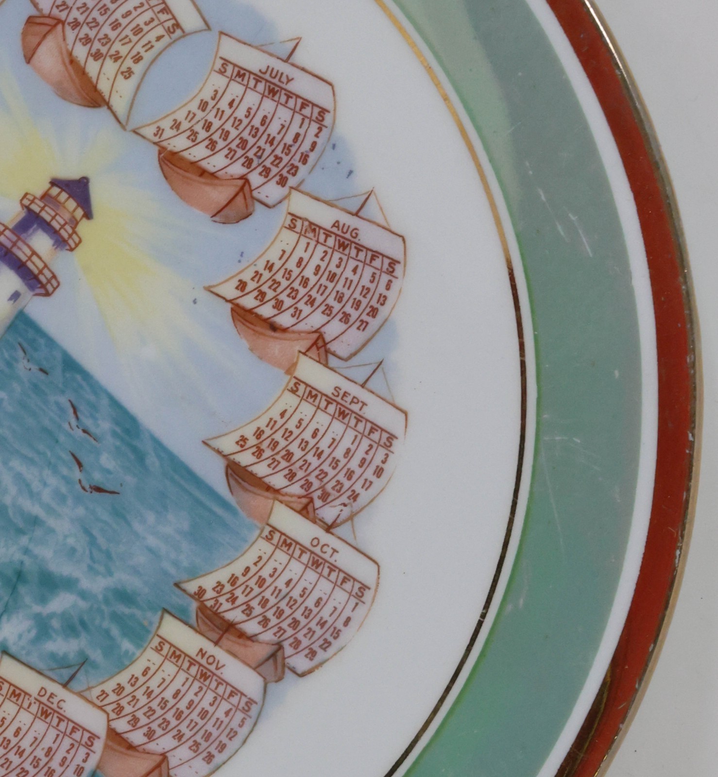 Antique 1910 Advertising Calendar Plate Ione Oregon Lighthouse Halvorsen & Mason