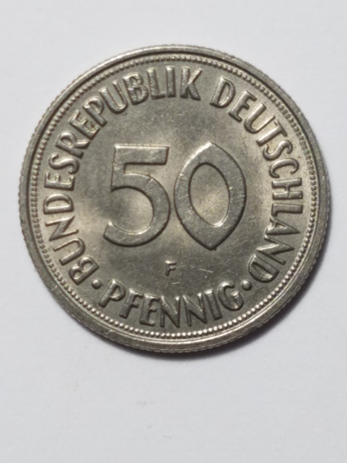 Ultra Rare Bundesrepublik F Deutschland 1950 50 Pfennig Collectors Coin