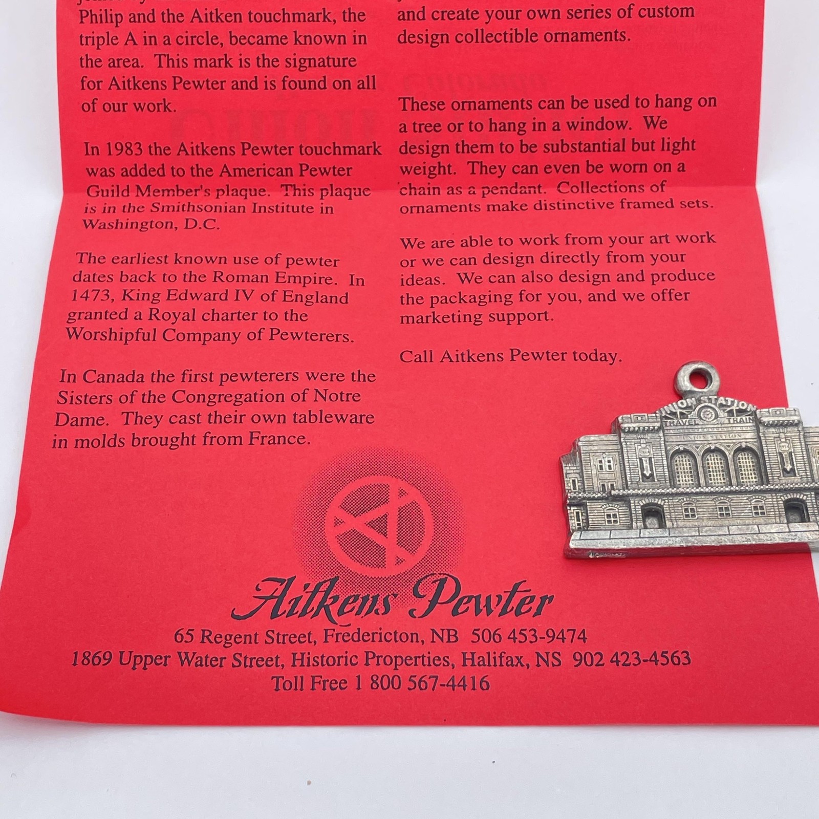 Aitkens Pewter Union Station Denver Colorado Christmas Ornament Limited 2266